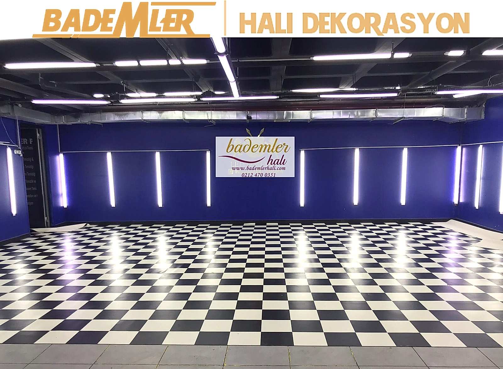 Oto yıkama Oto Kuaför Zemin Kaplama Siyah Beyaz Mineflo Pvc yer döşemesi Damalı Mineflo kareli mineflo döşeme pvc yer zemin kaplama